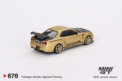 Mô hình xe Mini GT 1:64 Nissan Skyline GT-R (R34) Top Secret Top Secret Gold - MGT00676