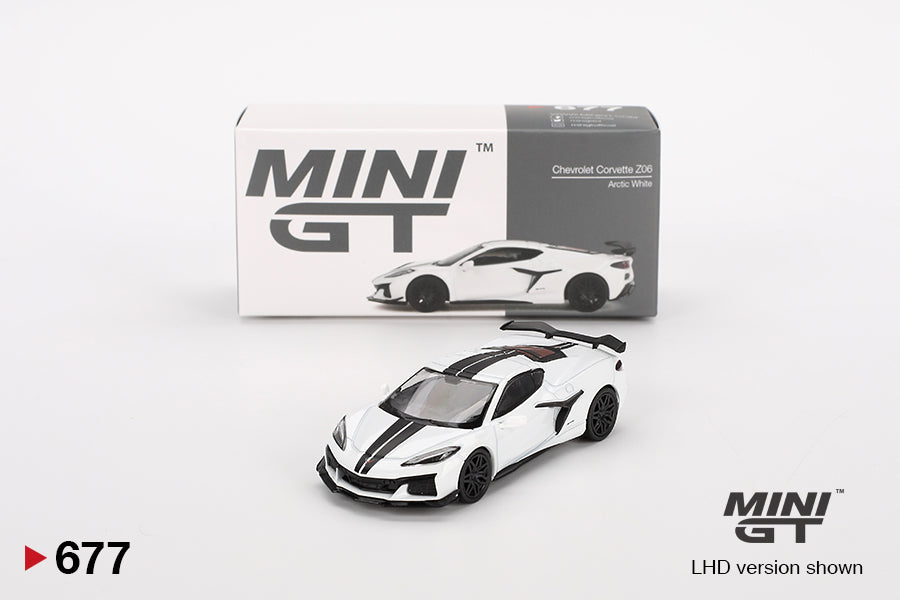 Mô hình xe Mini GT 1:64 Chevrolet Corvette Z06 2023 Arctic White - MGT00677