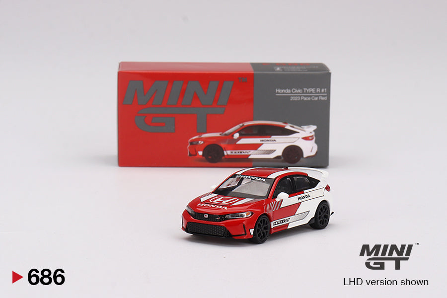 Mô hình xe Mini GT 1:64 Honda Civic TYPE R 2023 Pace Car Red - MGT00686