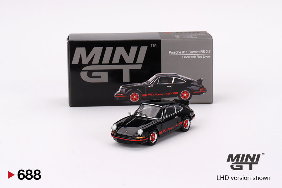 Mô hình xe Mini GT 1:64 Porsche 911 Carrera RS 2.7 Black with Red Livery - MGT00688