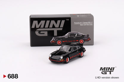 Mô hình xe Mini GT 1:64 Porsche 911 Carrera RS 2.7 Black with Red Livery - MGT00688