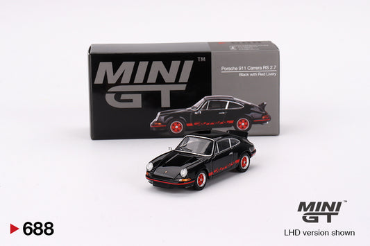 Mô hình xe Mini GT 1:64 Porsche 911 Carrera RS 2.7 Black with Red Livery - MGT00688
