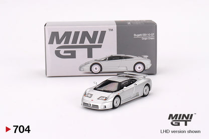 Mô hình xe Mini GT 1:64 Bugatti EB110 GT Grigio Chiaro - MGT00704