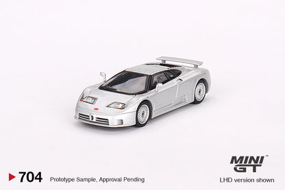 Mô hình xe Mini GT 1:64 Bugatti EB110 GT Grigio Chiaro - MGT00704