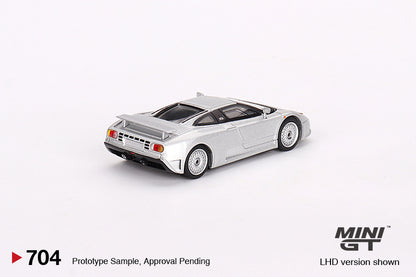 Mô hình xe Mini GT 1:64 Bugatti EB110 GT Grigio Chiaro - MGT00704