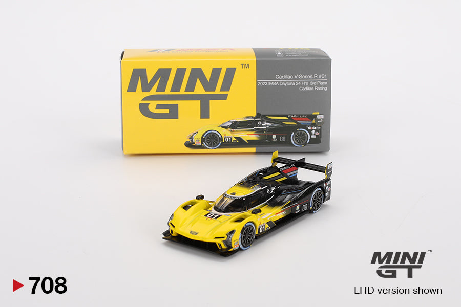 Mô hình xe Mini GT 1:64 Cadillac V-Series.R #01 Cadillac Racing 2023 IMSA Daytona 24 Hrs 3rd Place - MGT00708