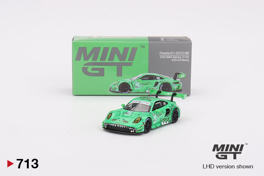 Mô hình xe Mini GT 1:64 Porsche 911 GT3 R #80 GTD AO Racing 2023 IMSA Sebring 12 Hrs - MGT00713