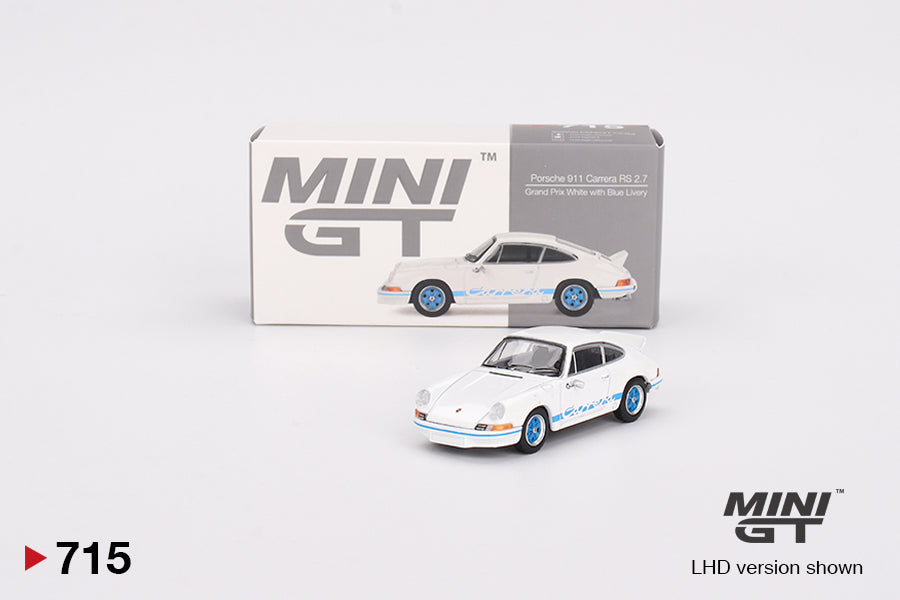Mô hình xe Mini GT 1:64 Porsche 911 Carrera RS 2.7 Grand Prix White with Blue Livery - MGT00715