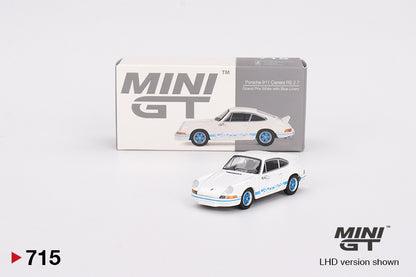 Mô hình xe Mini GT 1:64 Porsche 911 Carrera RS 2.7 Grand Prix White with Blue Livery - MGT00715