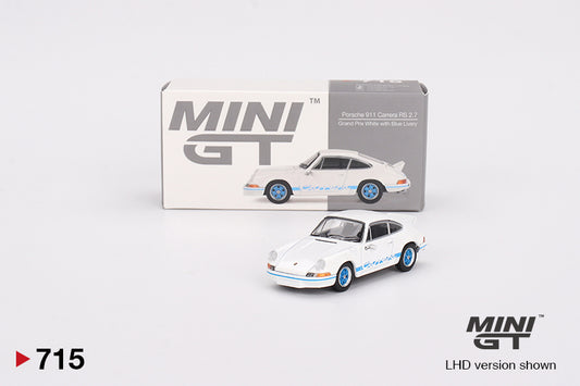 Mô hình xe Mini GT 1:64 Porsche 911 Carrera RS 2.7 Grand Prix White with Blue Livery - MGT00715