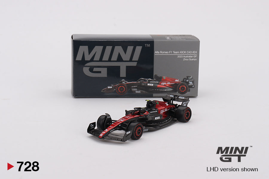 Mô hình xe Mini GT 1:64 Alfa Romeo C43 #24 Zhou Guanyu 2023 F1 2023 Australian GP - MGT00728