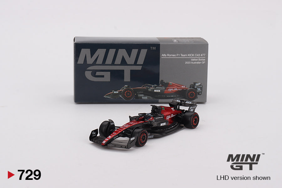 Mô hình xe Mini GT 1:64 Alfa Romeo C43 #77 Valtteri Bottas 2023 F1 2023 Australian GP - MGT00729