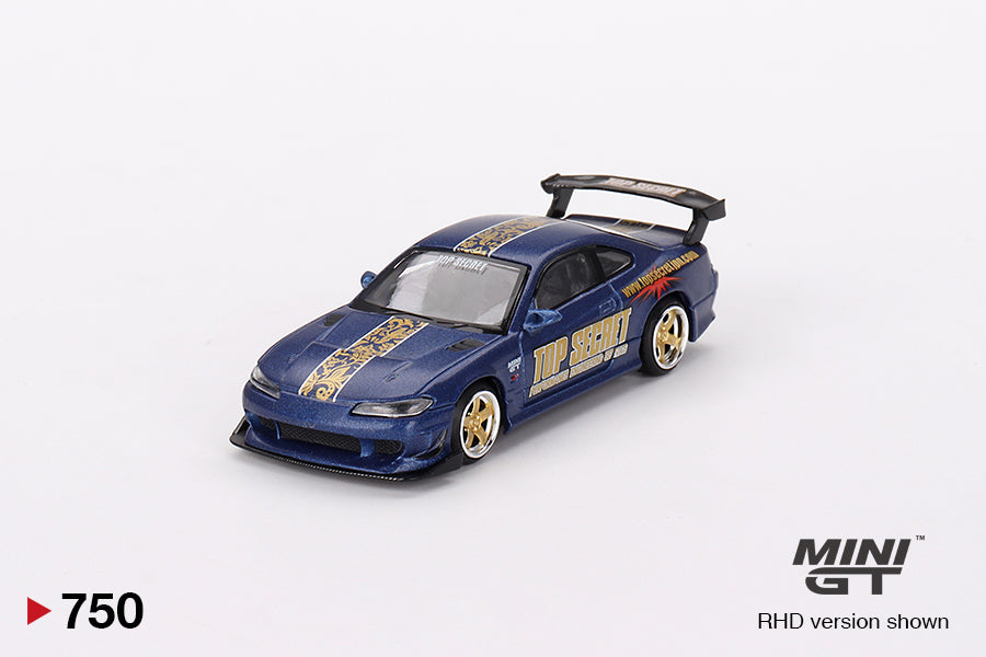 Mô hình xe Mini GT 1:64 Nissan Silvia (S15) Top Secret Matte Blue w/ Gold Accent 2024 One Night in Malaysia Exclusive - MGT00750