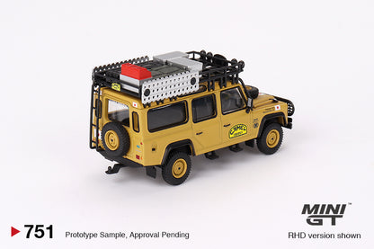 Mô hình xe Mini GT 1:64 Land Rover Defender 110 1989 Camel Trophy Amazon Team Japan - MGT00751