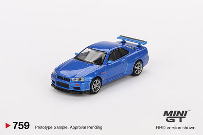 Mô hình xe Mini GT 1:64 Nissan Skyline GT-R (R34) V-Spec Bayside Blue - MGT00759