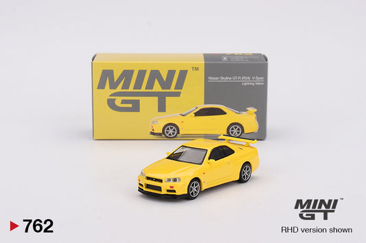 Mô hình xe Mini GT 1:64 Nissan Skyline GT-R (R34) V-Spec Lightning Yellow - MGT00762
