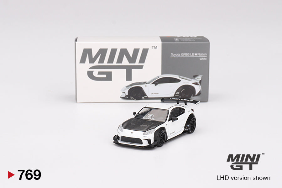 Mô hình xe Mini GT 1:64 Toyota GR86 LB★Nation White - MGT00769