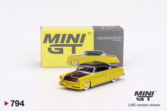 Mô hình xe Mini GT 1:64 Lincoln Capri Hot Rod 1954 Lime Yellow - MGT00794
