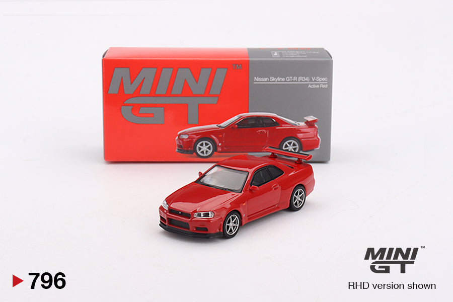 Mô hình xe Mini GT 1:64 Nissan Skyline GT-R (R34) V-Spec Active Red - MGT00796