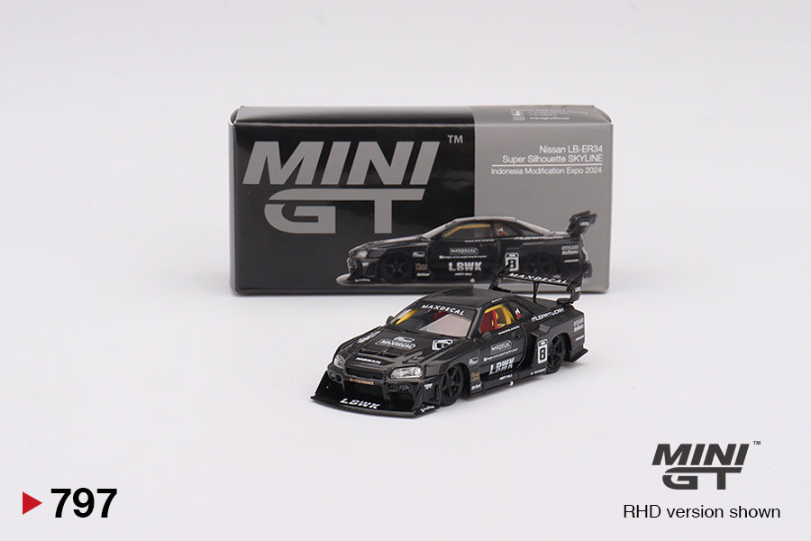 Mô hình xe Mini GT 1:64 Nissan LB-ER34 Super Silhouette SKYLINE Indonesia Modification Expo 2024 - MGT00797
