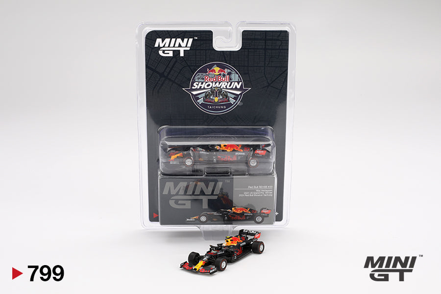 Mô hình xe Mini GT 1:64 Red Bull RB16B #33 Max Verstappen 2021 US Grand Prix Winner - MGT00799