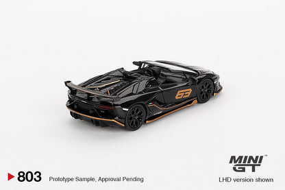 Mô hình xe Mini GT 1:64 Lamborghini Aventador SVJ 63 Roadster Nero Aldebaran - MGT00803