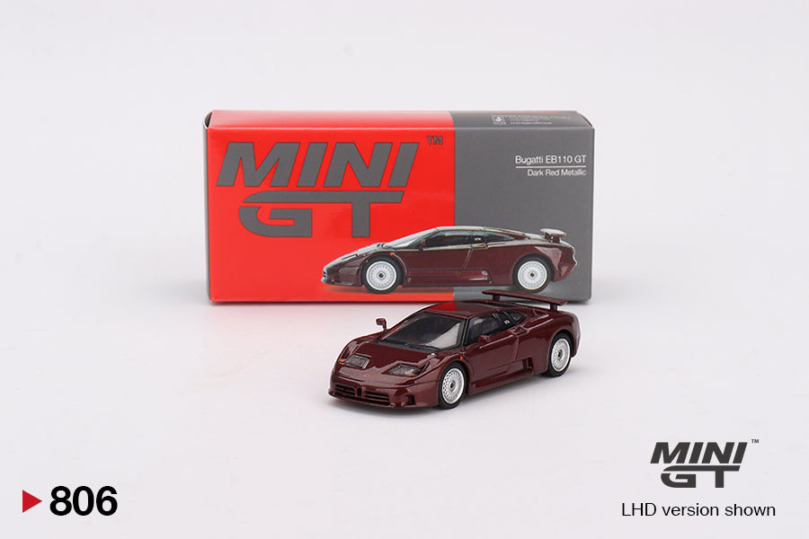 Mô hình xe Mini GT 1:64 Bugatti EB110 GT Dark Red Metallic - MGT00806