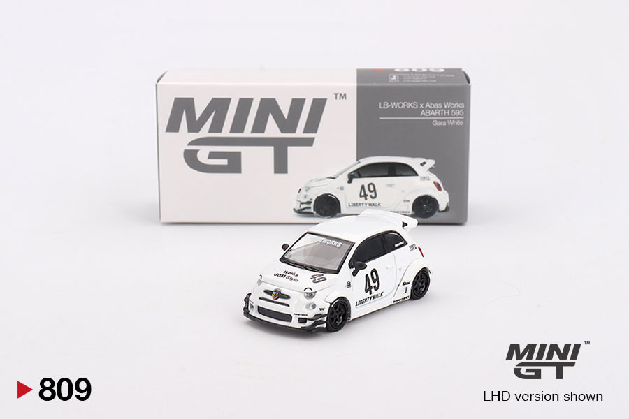 Mô hình xe Mini GT 1:64 LB-WORKS x Abas Works ABARTH 595 Gara White - MGT00809