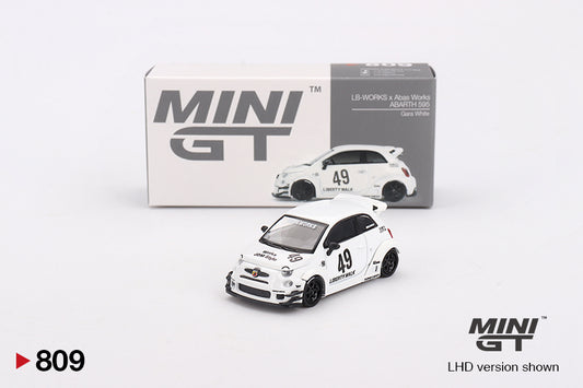 Mô hình xe Mini GT 1:64 LB-WORKS x Abas Works ABARTH 595 Gara White - MGT00809