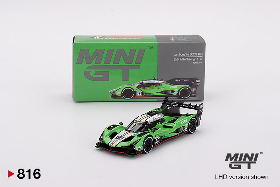 Mô hình xe Mini GT 1:64 Lamborghini SC63 #63 Iron Lynx 2024 IMSA Sebring 12 Hrs - MGT00816