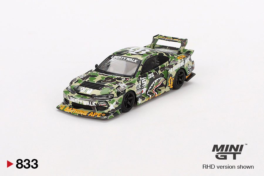 Mô hình xe Mini GT 1:64 Nissan LB-Super Silhouette S15 SILVIA LBWK *A BATHING APE CROSSOVER - MGT00833
