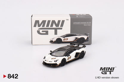 Mô hình xe Mini GT 1:64 Lamborghini Aventador SVJ 63 Bianco Asopo - MGT00842