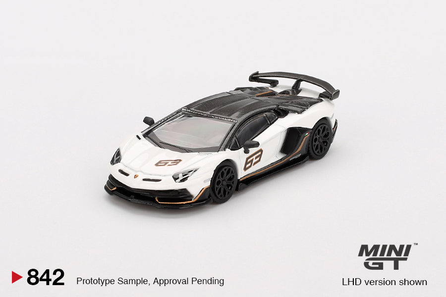 Mô hình xe Mini GT 1:64 Lamborghini Aventador SVJ 63 Bianco Asopo - MGT00842