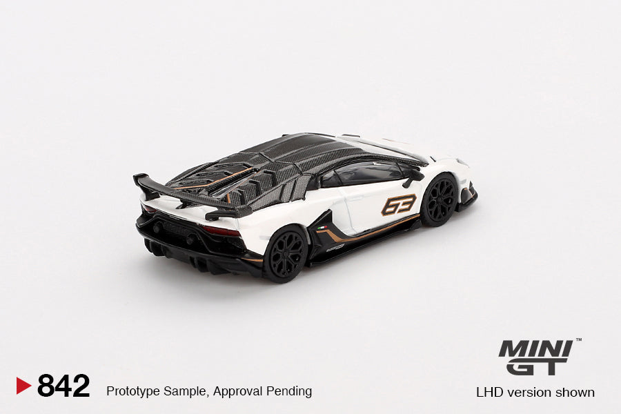 Mô hình xe Mini GT 1:64 Lamborghini Aventador SVJ 63 Bianco Asopo - MGT00842