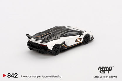 Mô hình xe Mini GT 1:64 Lamborghini Aventador SVJ 63 Bianco Asopo - MGT00842