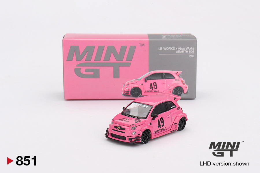 Mô hình xe Mini GT 1:64 ABARTH 595 LB-WORKS x Abas Works Pink - MGT00851