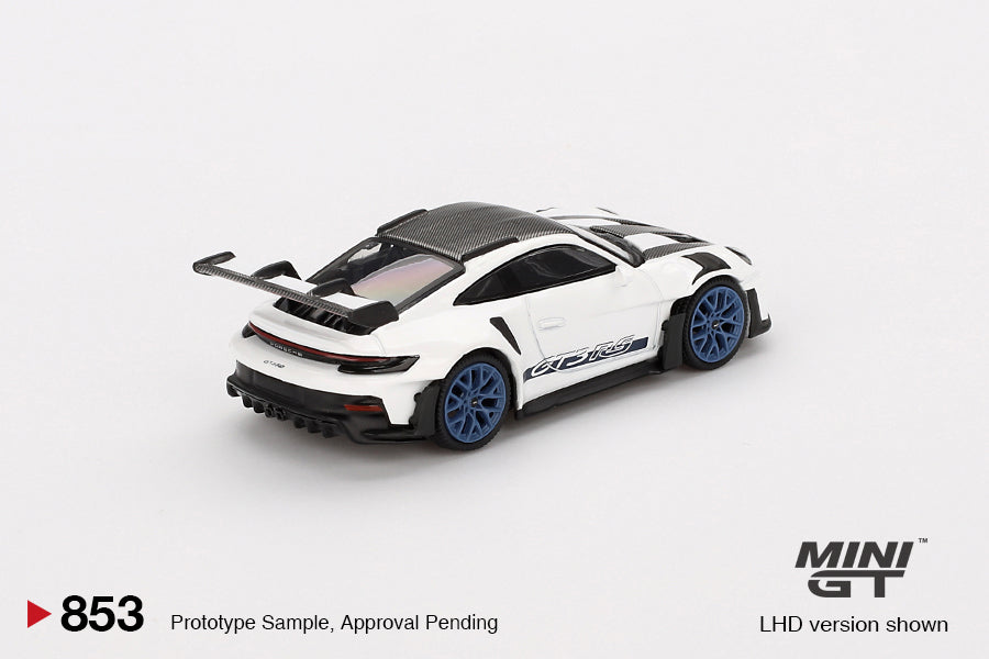 Mô hình xe Mini GT 1:64 Porsche 911 (992) GT3 RS Weissach Package White with Indigo Blue - MGT00853