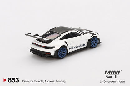 Mô hình xe Mini GT 1:64 Porsche 911 (992) GT3 RS Weissach Package White with Indigo Blue - MGT00853