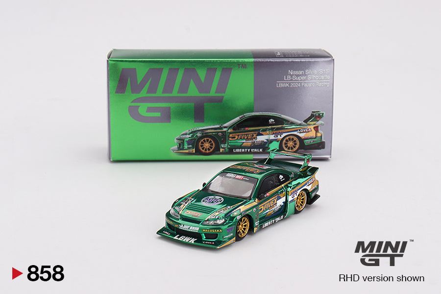 Mô hình xe Mini GT 1:64 Nissan LB-Super Silhouette S15 SILVIA LBWK 2024 Fausto Racing - MGT00858
