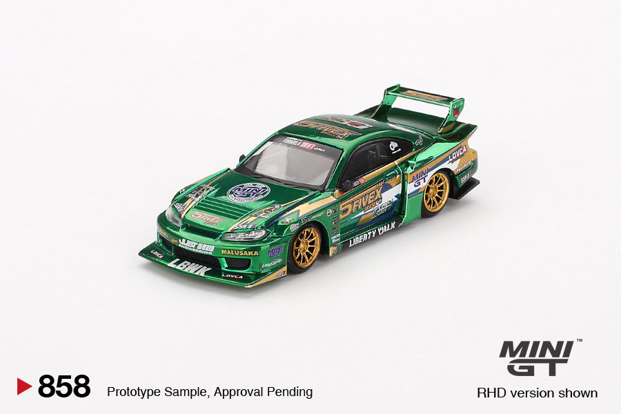 Mô hình xe Mini GT 1:64 Nissan LB-Super Silhouette S15 SILVIA LBWK 2024 Fausto Racing - MGT00858
