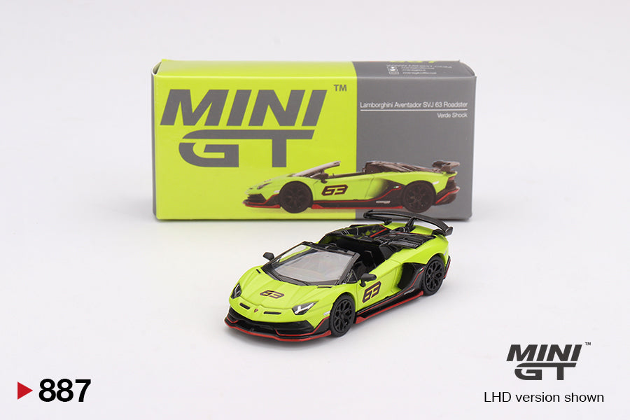 Mô hình xe Mini GT 1:64 Lamborghini Aventador SVJ 63 Roadster Verde Shock - MGT00887