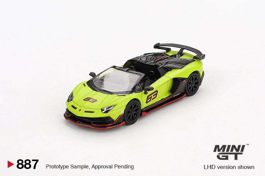 Mô hình xe Mini GT 1:64 Lamborghini Aventador SVJ 63 Roadster Verde Shock - MGT00887