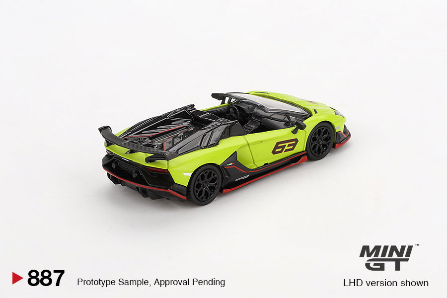 Mô hình xe Mini GT 1:64 Lamborghini Aventador SVJ 63 Roadster Verde Shock - MGT00887