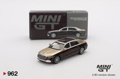 Mô hình xe Mini GT 1:64 Mercedes-Maybach S 680 Gold / Dark Red Metallic - MGT00962