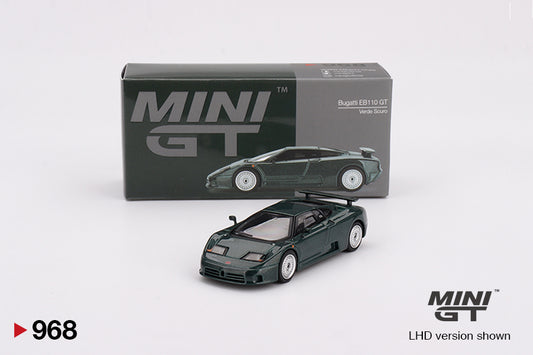 Mô hình xe Mini GT 1:64 Bugatti EB110 GT Verde Scuro - MGT00968