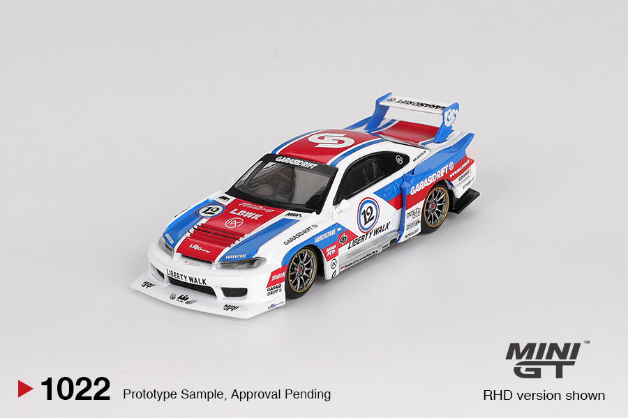 Sắp ra mắt Tháng 01/2026 Mô hình xe Mini GT 1:64 Nissan LB-Super Silhouette S15 SILVIA GARASIDRIFT x LBWK 1022