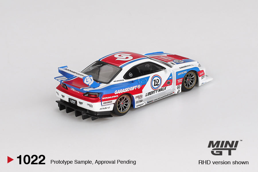 Sắp ra mắt Tháng 01/2026 Mô hình xe Mini GT 1:64 Nissan LB-Super Silhouette S15 SILVIA GARASIDRIFT x LBWK 1022