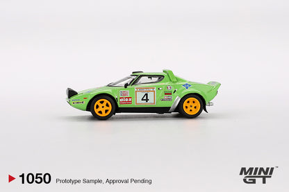 Mô hình xe Mini GT 1:64 Lancia Stratos HF #4 1979 Spanish Rally Champion - MGT01050