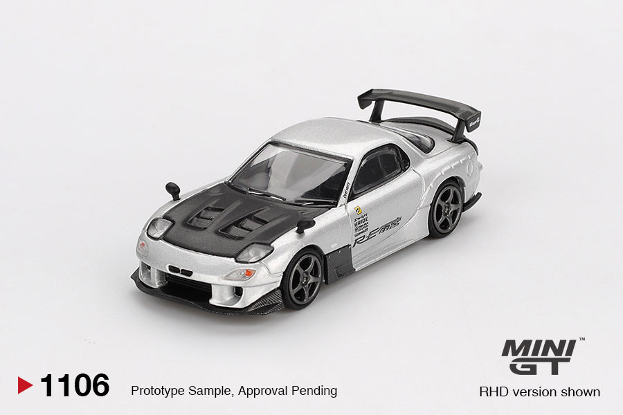 [Mocus Bán lượt mua trước] Sắp ra mắt Tháng 01/2026 mô hình xe Mini GT 1:64 Mazda RX-7 RE-Amemiya Silver Metallic 1106