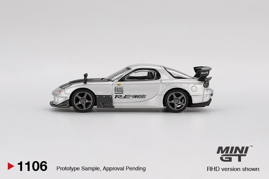 [Mocus Bán lượt mua trước] Sắp ra mắt Tháng 01/2026 mô hình xe Mini GT 1:64 Mazda RX-7 RE-Amemiya Silver Metallic 1106